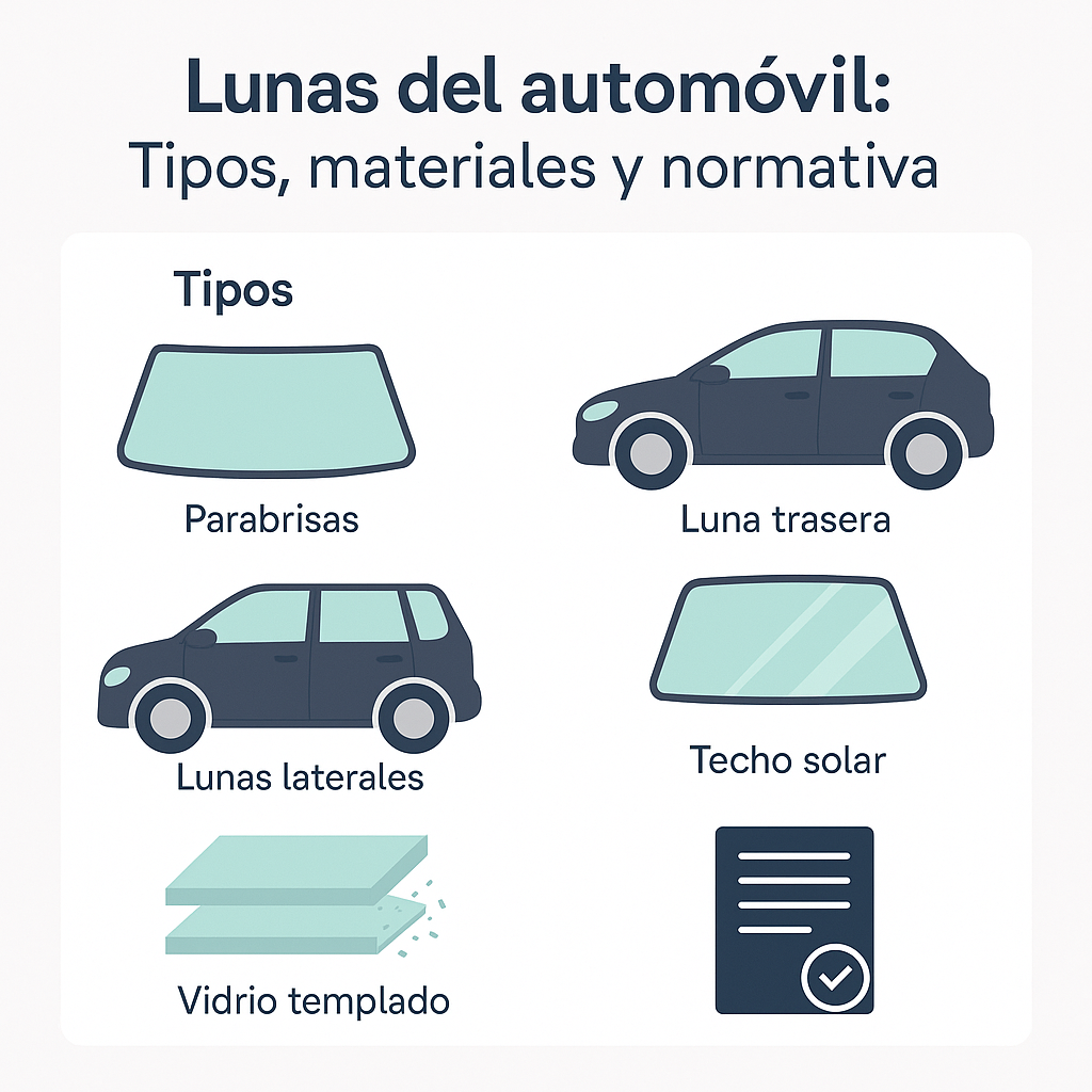 Lunas del automóvil, tipos, materiales, normativa y más
