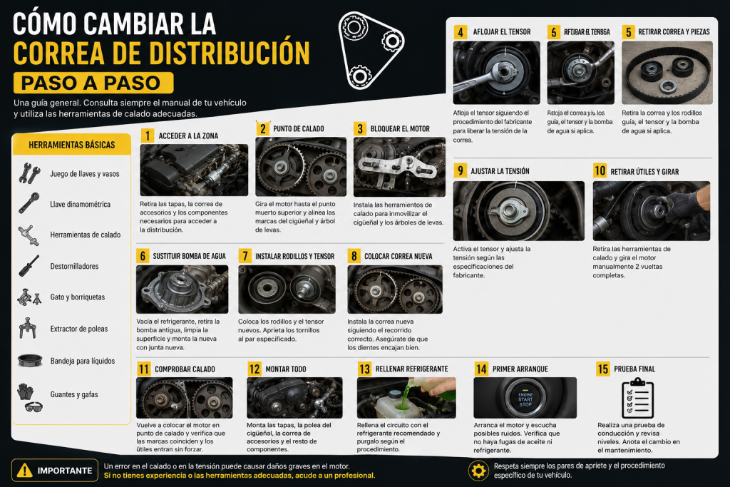Cómo cambiar la correa de distribución paso a paso, guía completa