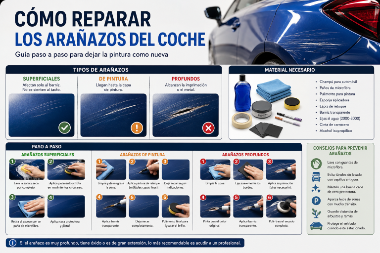 Cómo reparar los arañazos del coche