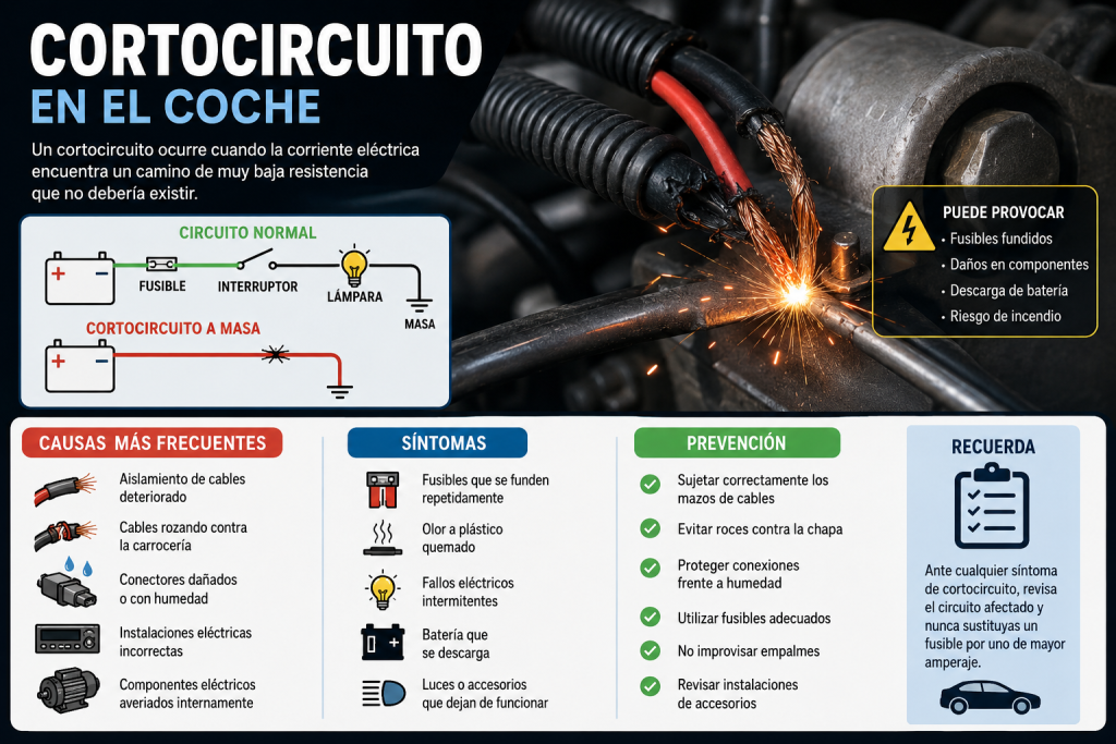 Cortocircuito en el coche, qué es, causas, síntomas y cómo detectarlo