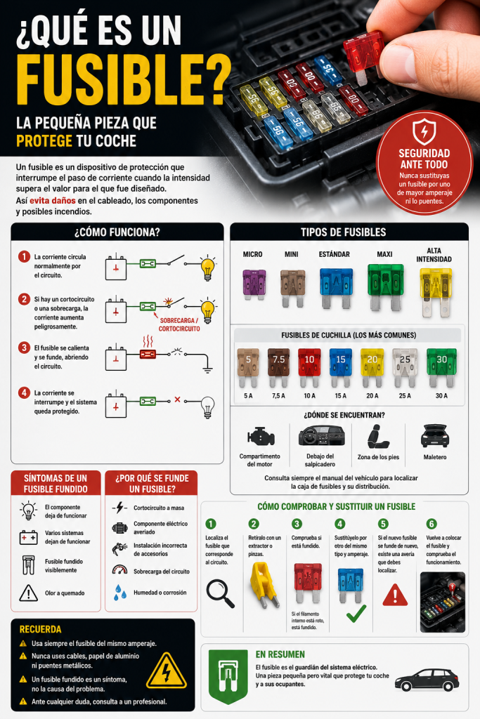 Qué es un fusible en el coche, cómo funciona, tipos y por qué se funde