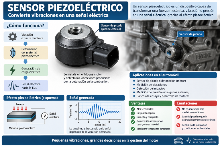 Sensor piezoeléctrico en el automóvil